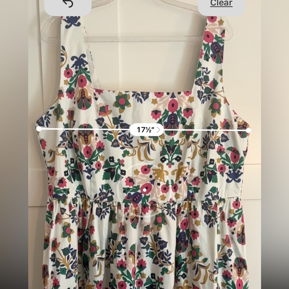 Boden Cream Floral Midi Dress with Pink, Purple and Green Blooms - Picture 5 of 7